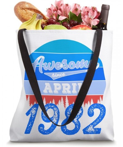 Retro Blue Awesome Since April 1982 40th Birthday Tote Bag $10.58 Totes