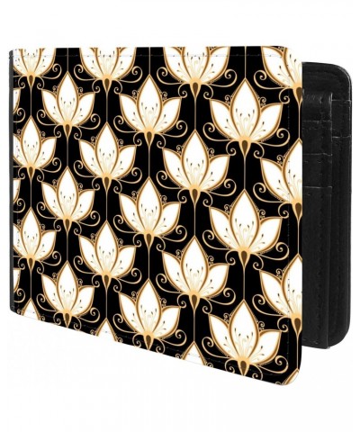 Unique Desige Pattern - Ethnic Lotus Pattern, Slim Front Pocket Wallet Billfold RFID Blocking $10.00 Wallets