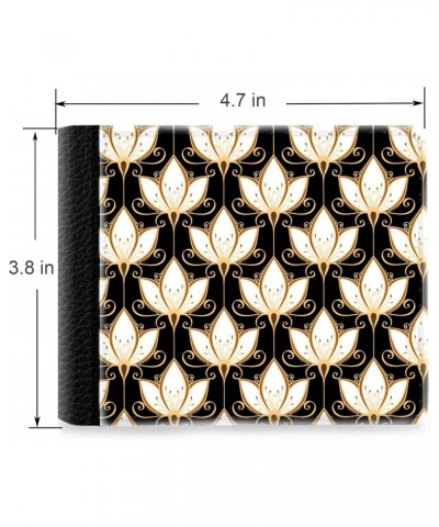 Unique Desige Pattern - Ethnic Lotus Pattern, Slim Front Pocket Wallet Billfold RFID Blocking $10.00 Wallets