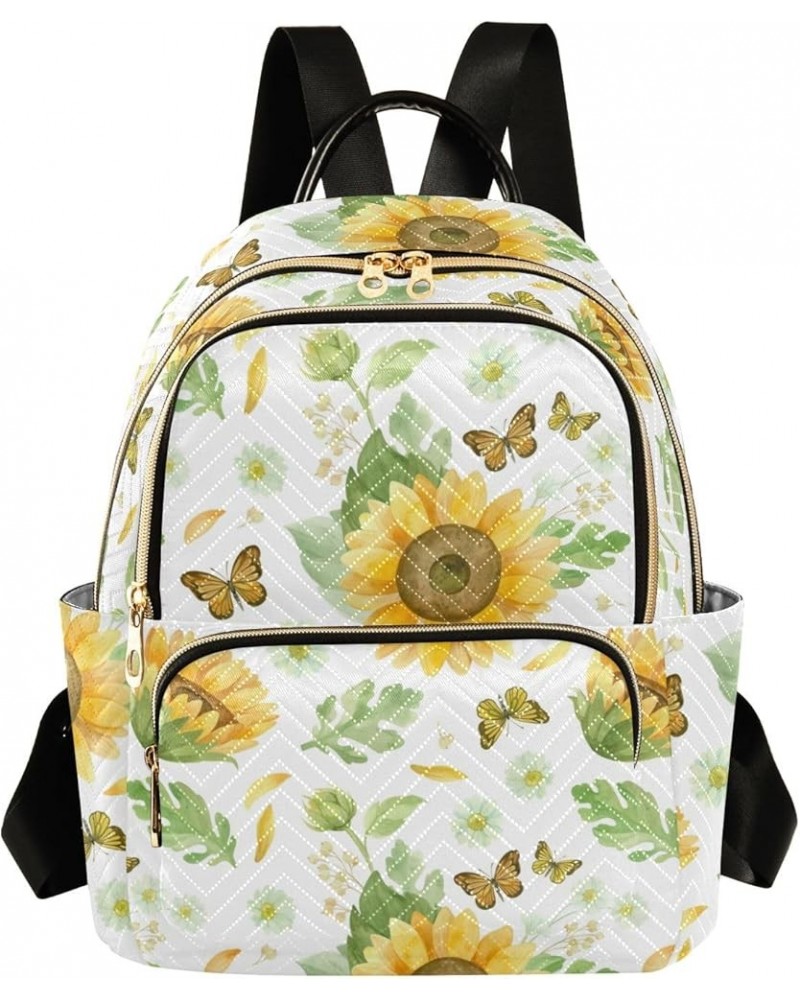 Mini Backpack Purse for Women Lightweight Girls Small Size Sunflowers White Butterfly School Teens College Traveling Small $1...