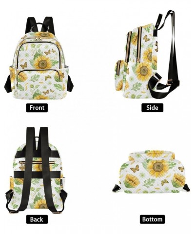 Mini Backpack Purse for Women Lightweight Girls Small Size Sunflowers White Butterfly School Teens College Traveling Small $1...