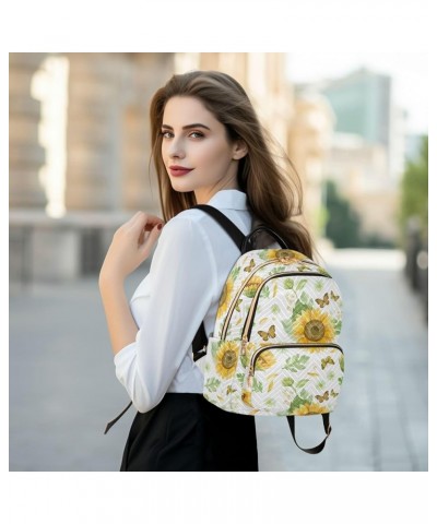 Mini Backpack Purse for Women Lightweight Girls Small Size Sunflowers White Butterfly School Teens College Traveling Small $1...