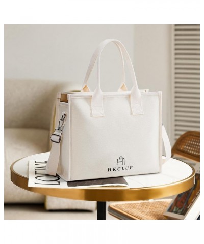 Canvas Tote Bag for Women with Pocket Hobo Handbag Purse Satchel Shoulder Bags 2-1 White $8.84 Totes