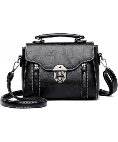 Small Square Bag for Women Handbags Female Bag PU Leather Flap Crossbody Shoulder Bag Black $17.61 Crossbody Bags