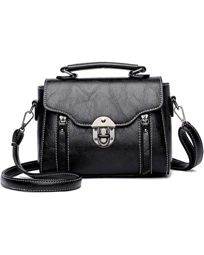 Small Square Bag for Women Handbags Female Bag PU Leather Flap Crossbody Shoulder Bag Black $17.61 Crossbody Bags