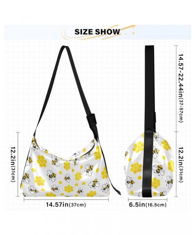 Cartoon Yellow Bees Soft PU Leather Shoulder Bag for Women Stylish Ladies Crossbody Purse with Zipper Closure Woven Bag for G...