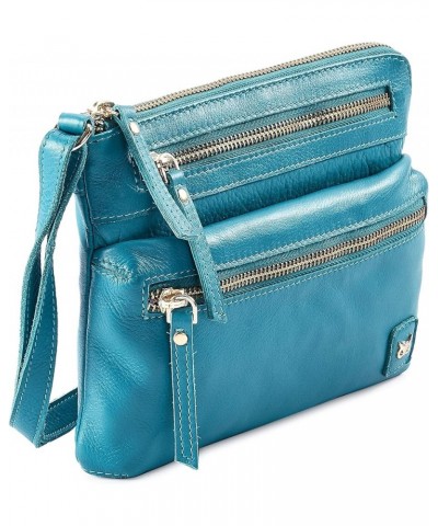 Small Crossbody Sling Bag Real Leather Purse for Women Crossover Trendy Shoulder Handbag Turquoise Green Nappa $20.15 Crossbo...