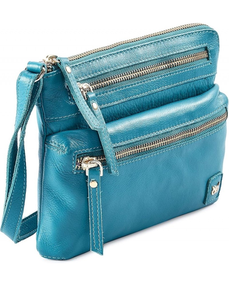 Small Crossbody Sling Bag Real Leather Purse for Women Crossover Trendy Shoulder Handbag Turquoise Green Nappa $20.15 Crossbo...