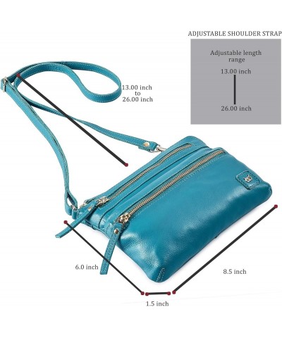 Small Crossbody Sling Bag Real Leather Purse for Women Crossover Trendy Shoulder Handbag Turquoise Green Nappa $20.15 Crossbo...