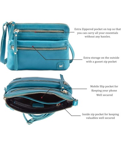 Small Crossbody Sling Bag Real Leather Purse for Women Crossover Trendy Shoulder Handbag Turquoise Green Nappa $20.15 Crossbo...