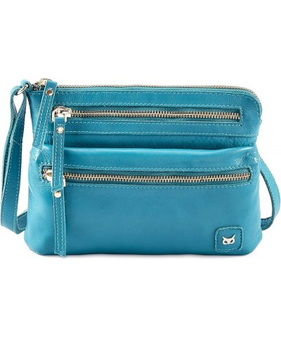 Small Crossbody Sling Bag Real Leather Purse for Women Crossover Trendy Shoulder Handbag Turquoise Green Nappa $20.15 Crossbo...