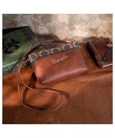 Wrangler Western Cowhide Crossbody Bags for Women Clutch Wristlet Purse Embroidered-brown $20.16 Clutches