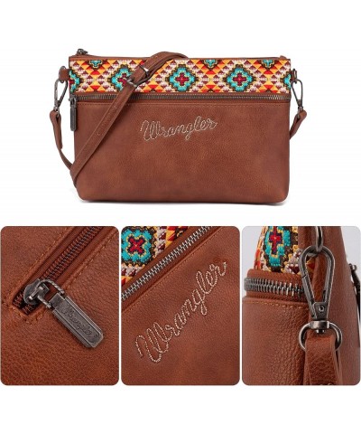 Wrangler Western Cowhide Crossbody Bags for Women Clutch Wristlet Purse Embroidered-brown $20.16 Clutches