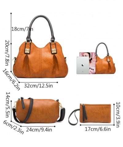 Women Retro Top-handle Bag Shoulder Messenger Bags Purse Card Pack 4pcs Black $31.34 Shoulder Bags