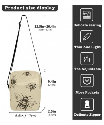 Crossbody Phone Bag Honey Bee Engraving Style Small Messenger Shoulder Bag Cash Handbag Wallet Purse(238rh3a) $9.68 Crossbody...