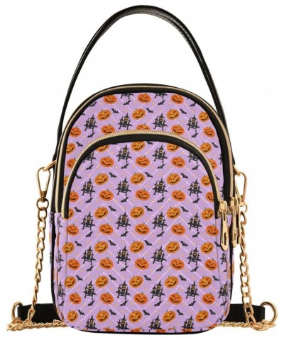 Halloween Pumpkin and Bat Pattern Crossbody Bags for Women Multi Pocket Shoulder Handbags with Adjustable Strap $15.59 Crossb...