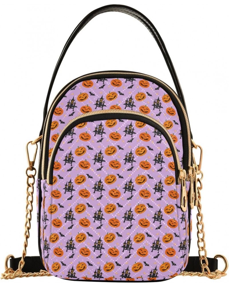 Halloween Pumpkin and Bat Pattern Crossbody Bags for Women Multi Pocket Shoulder Handbags with Adjustable Strap $15.59 Crossb...