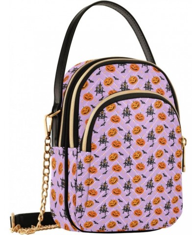 Halloween Pumpkin and Bat Pattern Crossbody Bags for Women Multi Pocket Shoulder Handbags with Adjustable Strap $15.59 Crossb...