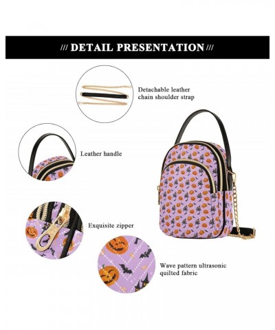 Halloween Pumpkin and Bat Pattern Crossbody Bags for Women Multi Pocket Shoulder Handbags with Adjustable Strap $15.59 Crossb...