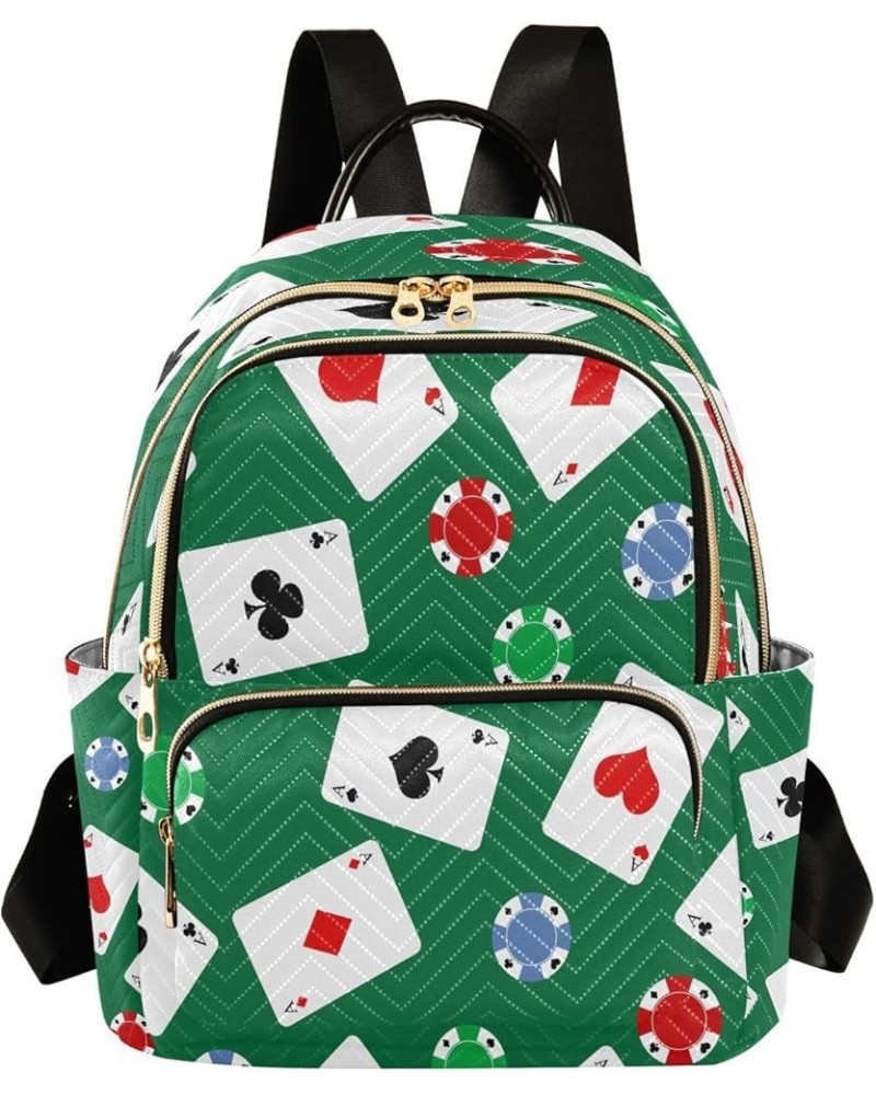 Playing Cards Casino Game Chips Women Backpack Purse Ladies Fashion Shoulder Bag Daypack Travel Bag 10L Medium $19.59 Backpacks