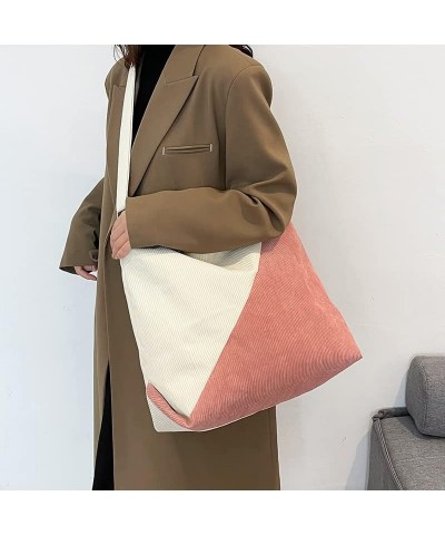 Women Large Capacity Corduroy Tote Bag Casual Messenger Bag Hobo Bag Crossbody Bag Shoulder Bag Handbag Pink $13.91 Totes