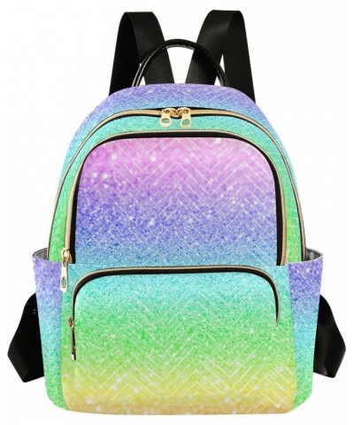 Women Backpack Gradient Glitter Rainbow Sparkle Durable Travel Backpack Lightweight Handbag Lady Purse Roomy Double Zipper We...