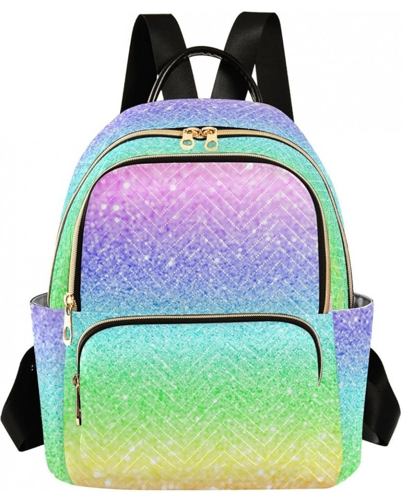 Women Backpack Gradient Glitter Rainbow Sparkle Durable Travel Backpack Lightweight Handbag Lady Purse Roomy Double Zipper We...