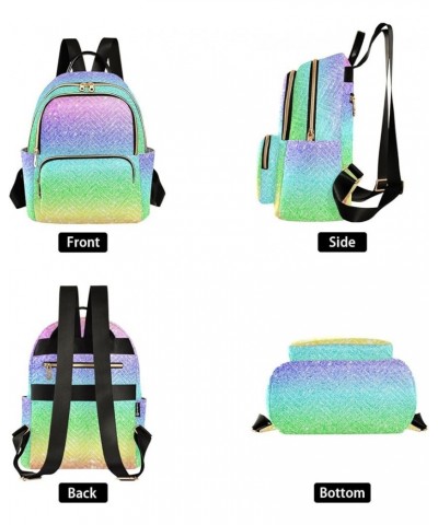 Women Backpack Gradient Glitter Rainbow Sparkle Durable Travel Backpack Lightweight Handbag Lady Purse Roomy Double Zipper We...