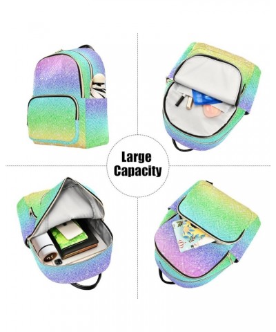 Women Backpack Gradient Glitter Rainbow Sparkle Durable Travel Backpack Lightweight Handbag Lady Purse Roomy Double Zipper We...