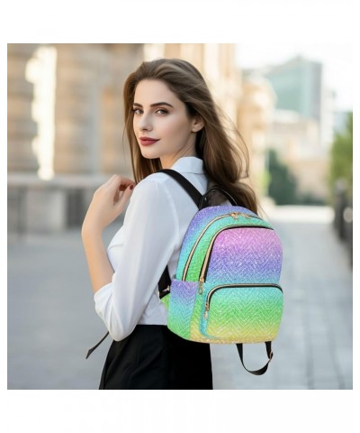 Women Backpack Gradient Glitter Rainbow Sparkle Durable Travel Backpack Lightweight Handbag Lady Purse Roomy Double Zipper We...