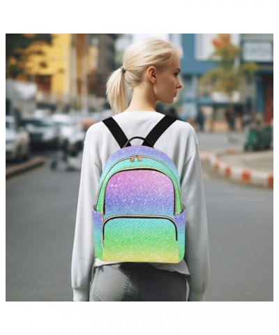 Women Backpack Gradient Glitter Rainbow Sparkle Durable Travel Backpack Lightweight Handbag Lady Purse Roomy Double Zipper We...