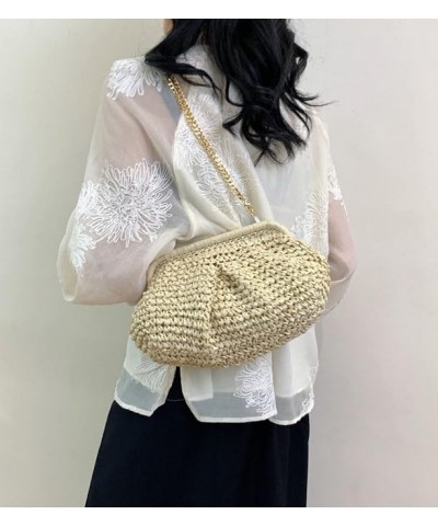 Straw Evening Clutch Purse Hand-woven Straw Tote Bag Classic Chain Shoulder Bag Summer Beach Bag Messenger Bag Straw Handbags...