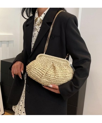 Straw Evening Clutch Purse Hand-woven Straw Tote Bag Classic Chain Shoulder Bag Summer Beach Bag Messenger Bag Straw Handbags...