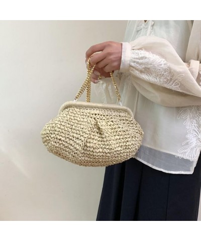 Straw Evening Clutch Purse Hand-woven Straw Tote Bag Classic Chain Shoulder Bag Summer Beach Bag Messenger Bag Straw Handbags...