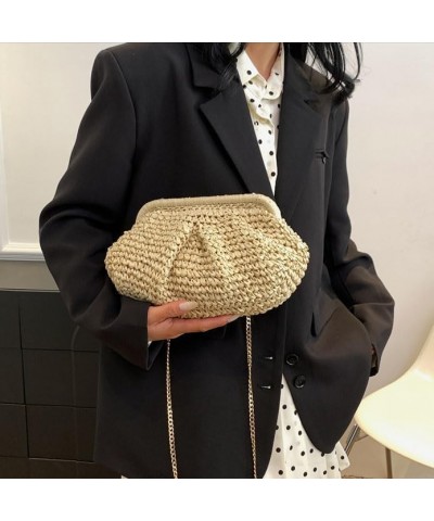 Straw Evening Clutch Purse Hand-woven Straw Tote Bag Classic Chain Shoulder Bag Summer Beach Bag Messenger Bag Straw Handbags...