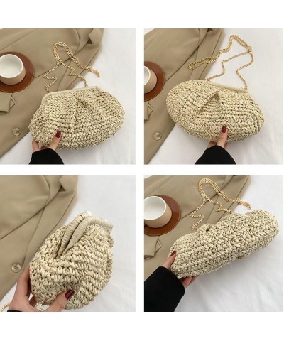 Straw Evening Clutch Purse Hand-woven Straw Tote Bag Classic Chain Shoulder Bag Summer Beach Bag Messenger Bag Straw Handbags...