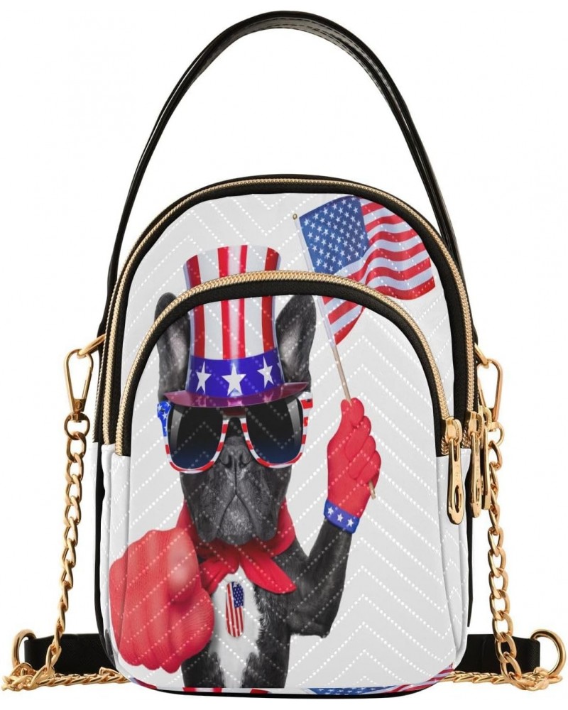 American French Bulldog Crossbody Bags for Women Quilted Chain Crossbody Purses Trendy I Want You Cross Body Phone Purse Hand...