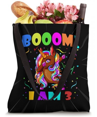 Dabbing Brown Unicorn Booom! I Am 3 Kids 3rd Birthday Outfit Tote Bag $13.69 Totes