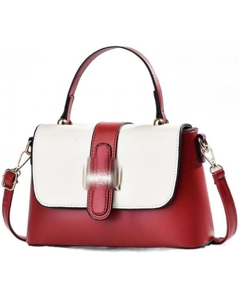 Women Contrast Color Top Handle Bags Crossbody Handbag Stiching Leather Cross Body Purses Cute Designer Bags Red $17.14 Cross...