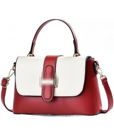 Women Contrast Color Top Handle Bags Crossbody Handbag Stiching Leather Cross Body Purses Cute Designer Bags Red $17.14 Cross...