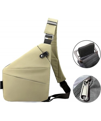 Anti Theft Crossbody Bag for Men Women Small Sling Bag for Travel with Multi Pocket Khaki-shoulder Right $15.11 Crossbody Bags