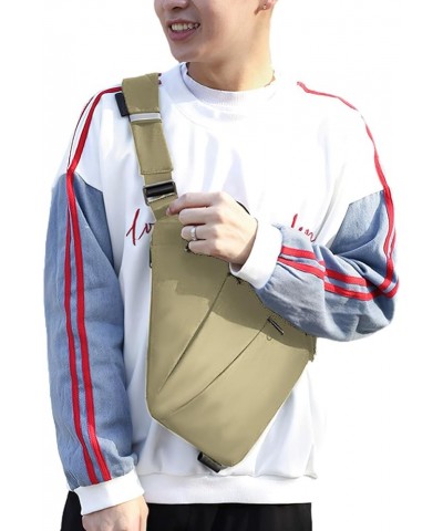 Anti Theft Crossbody Bag for Men Women Small Sling Bag for Travel with Multi Pocket Khaki-shoulder Right $15.11 Crossbody Bags