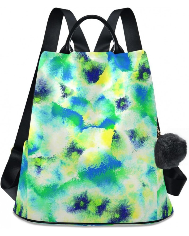 Pastel Green Tie Dye Polyester Backpack Purse Travel Bag for Women Fashion Back Pack Shoulder Bag $17.20 Backpacks