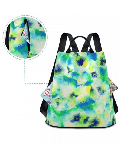 Pastel Green Tie Dye Polyester Backpack Purse Travel Bag for Women Fashion Back Pack Shoulder Bag $17.20 Backpacks