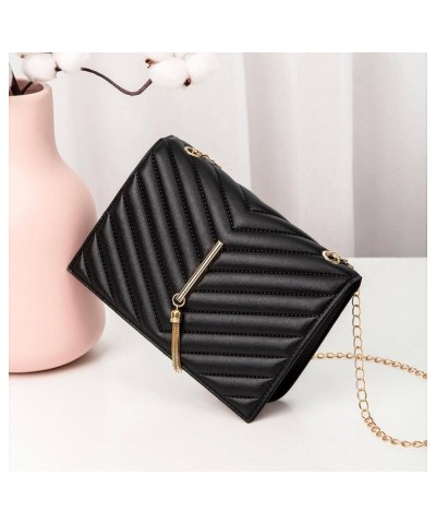 2022 New Cold Pressing Craft Embossing Tassel Chain Small Black Square Bag Leisure Phone Bag White $17.08 Shoulder Bags