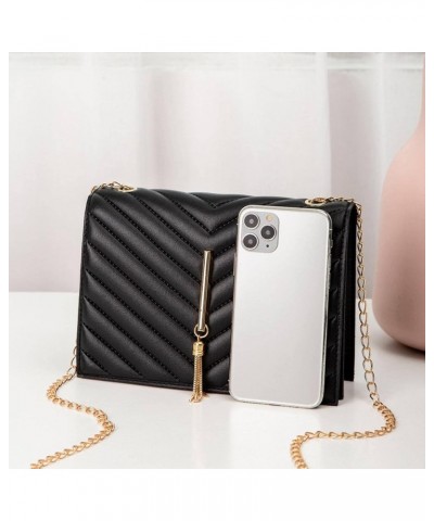 2022 New Cold Pressing Craft Embossing Tassel Chain Small Black Square Bag Leisure Phone Bag White $17.08 Shoulder Bags