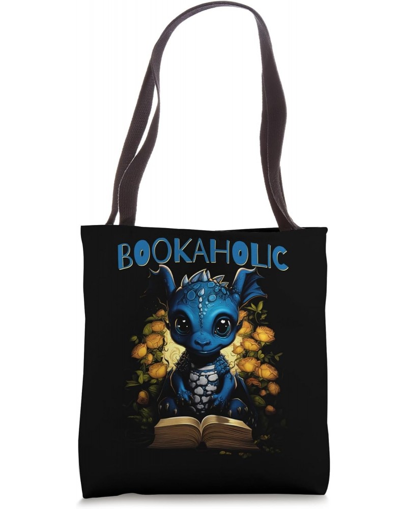 Books Quote Bookaholic Dragon Bookish Reading Tote Bag $14.55 Totes