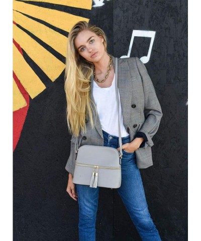 Lunar Lightweight Medium Dome Crossbody Bag Shoulder Bag with Tassel | Zipper Pocket | Adjustable Strap Grey $12.45 Crossbody...