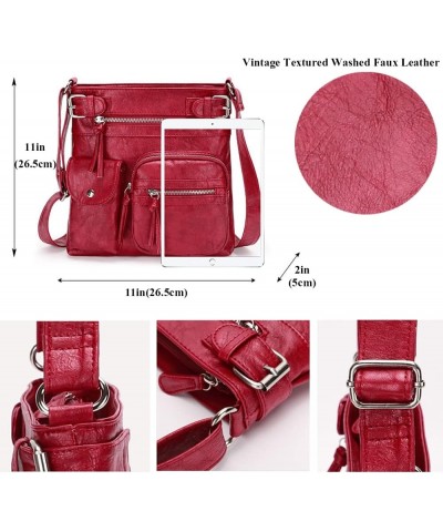 Crossbody Bags for Women Vintage Faux Leather Satchel Messenger Bag Purses Zip Shoulder Bag Multi Pocket Handbags Purple $18....