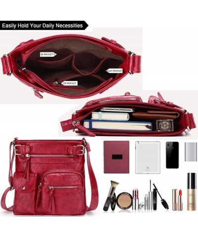 Crossbody Bags for Women Vintage Faux Leather Satchel Messenger Bag Purses Zip Shoulder Bag Multi Pocket Handbags Purple $18....